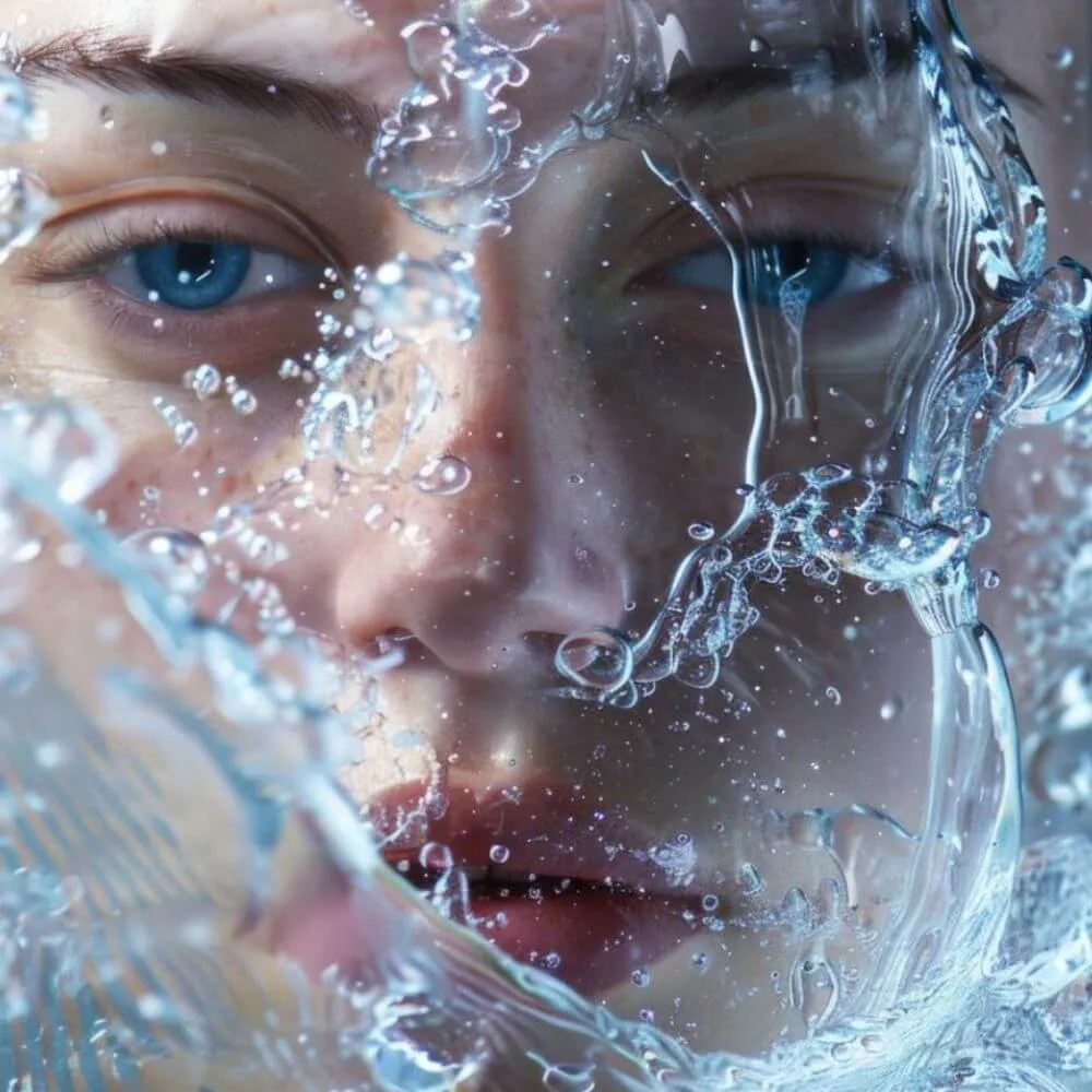 Jeune femme nettoyage visage eau fraîche soin énergisant Issoire